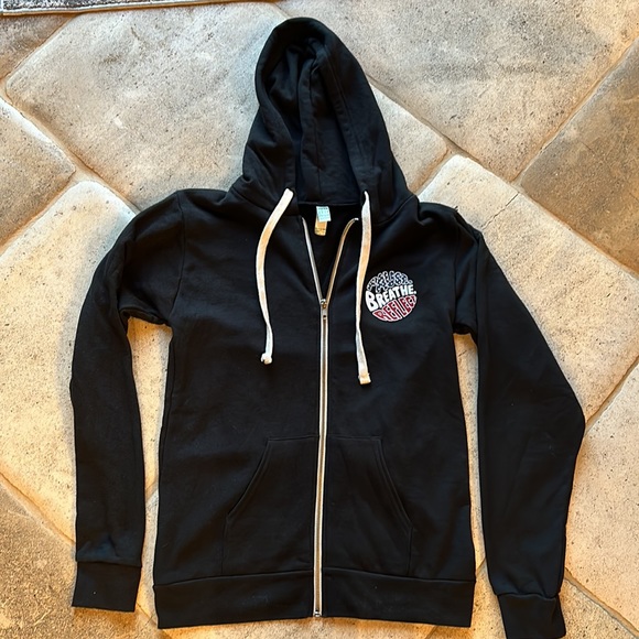 Peloton 🔥 Zip Up Sweatshirt Hoodie Pause Breathe Reflect Black Sz S - Picture 6 of 6
